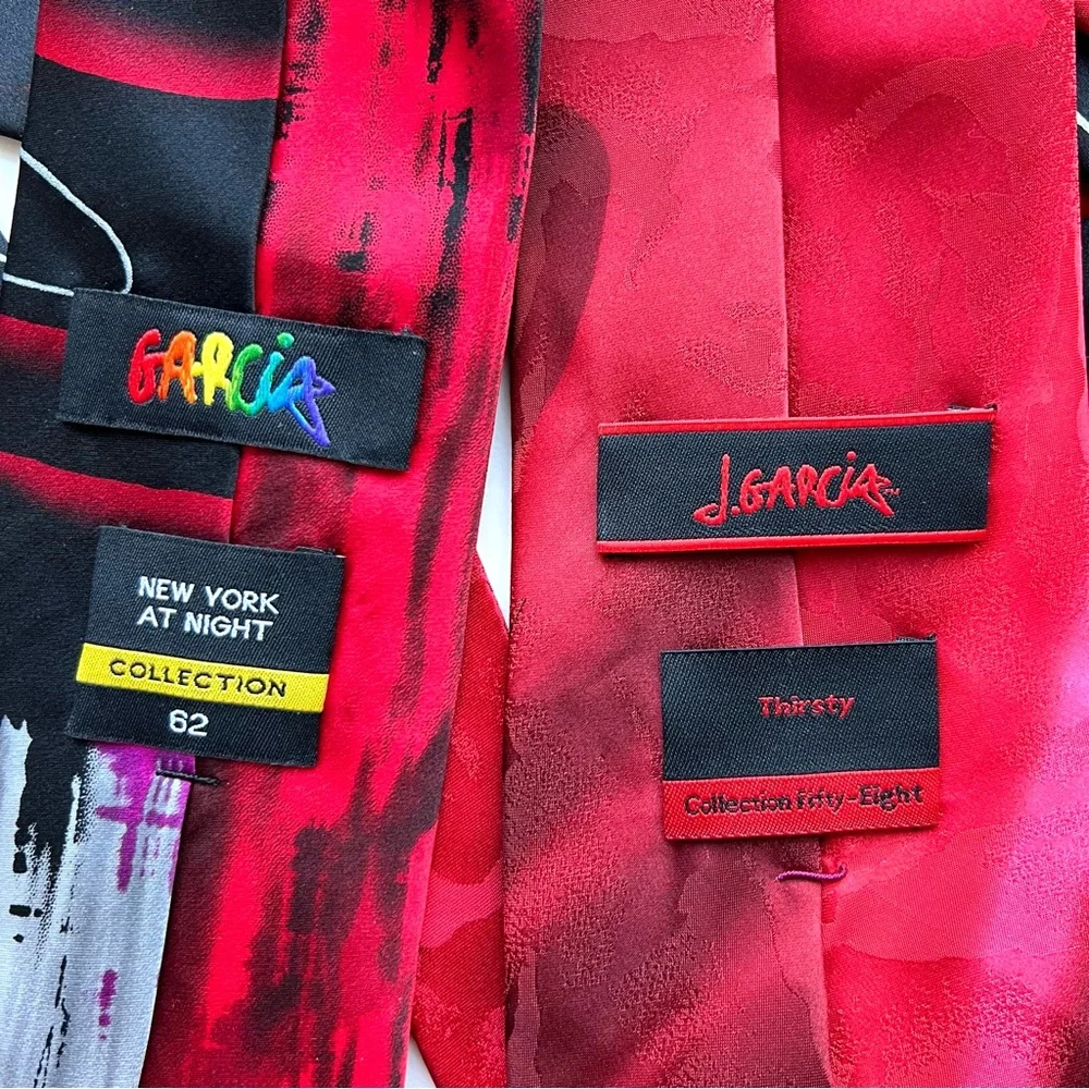 2 J.Garcia ties, NEW YORK AT NIGHT & THIRSTY, excellent condition, look new.